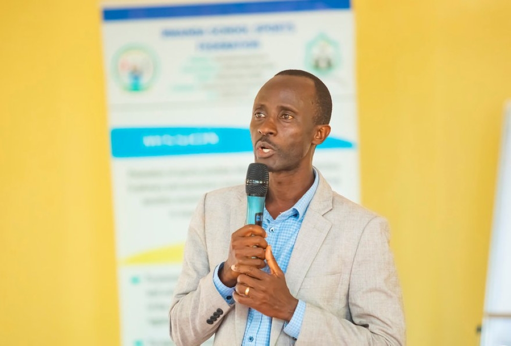 The Newly-elected Rwanda School Sports Federation (FRSS) president Luke Karemangingo addreseses the general assembly. Courtesy