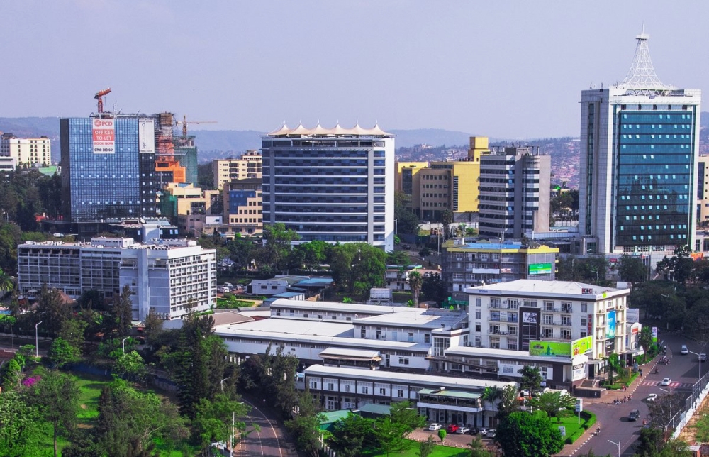 Aerial view of Kigali city&#039;s Business District, the capital city of Rwanda. File