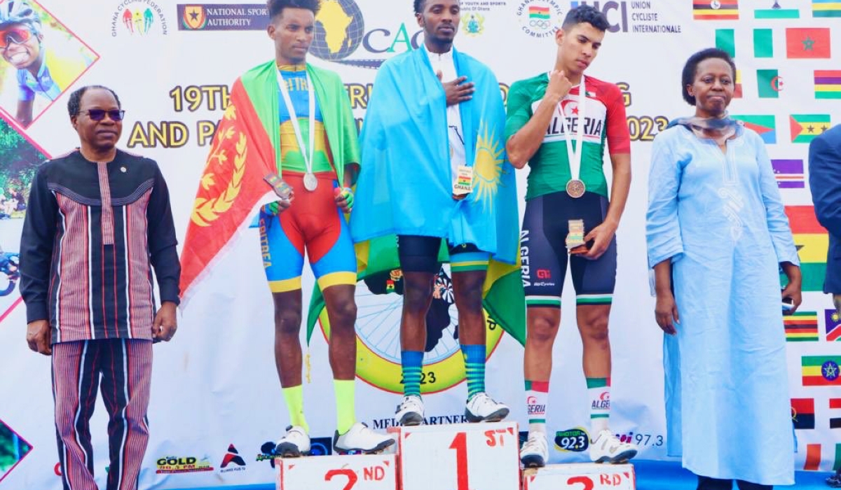 Rwandan cyclist Renus Uhiriwe Byiza won the gold medal at the just-concluded 2023 African Road Cycling championship held in Ghana. Courtesy