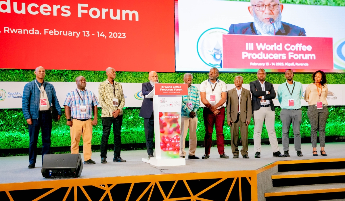 Delegates pose for a photo at the World Coffee Producers Forum  in Kigali on Tuesday, February 14. Courtesy