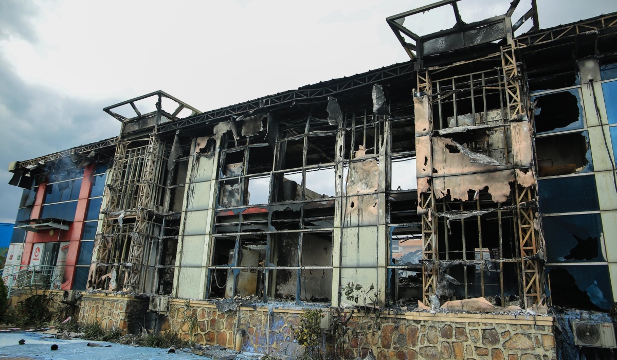 A wide view of the highly affected part  when fire gutted SIGMA Industries LTD in the Kigali Special Economic Zone, an industrial area in Masoro, Kigali on November 26, 2021. Dan Nsengiyumva