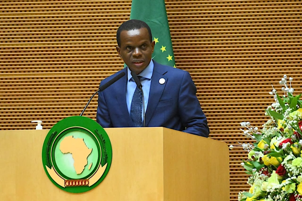 Economic Commission for Africa’s Acting Executive Secretary, Antonio Pedro delivers remarks during the 42nd ordinary session of the AU Executive Council meeting in Addis Ababa, Ethiopia, on February 15. Courtesy