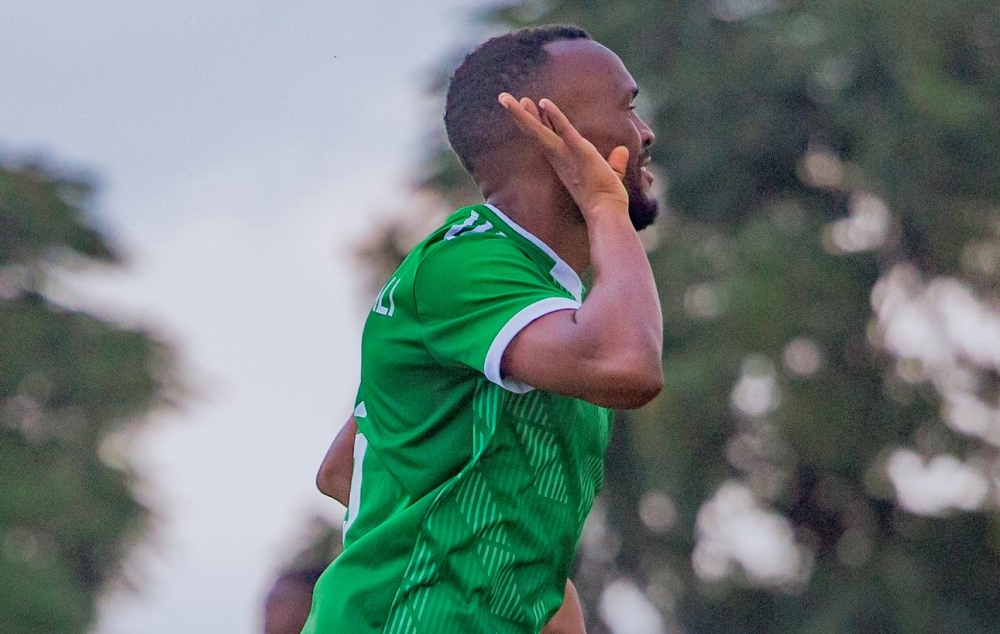 AS Kigali striker Jacques Tuyisenge celebrates the goal. The skipper Tuyisenge is confident that  his side can take their Rwanda Premier League top spot back with a win over visitors Sunrise. Courtesy