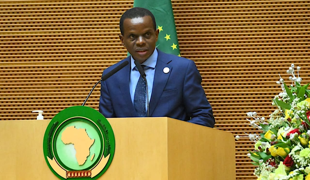 Economic Commission for Africa’s Acting Executive Secretary, Antonio Pedro delivers remarks during the 42nd ordinary session of the AU Executive Council meeting in Addis Ababa, Ethiopia, on February 15. Courtesy