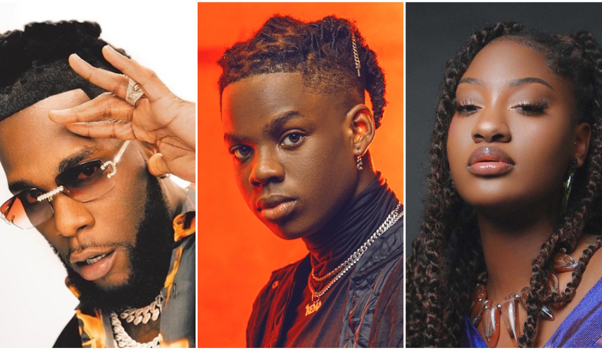 L-R: Burna Boy, Rema, and Tems.