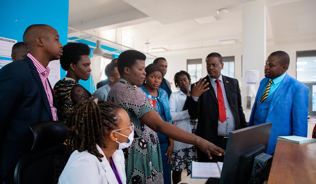 Members of the Ugandan Parliament from the Committee on Health during a guided tour of the Nyarugenge District Hospital, on Thursday, February 16. Photo by Dan Gatsinzi.