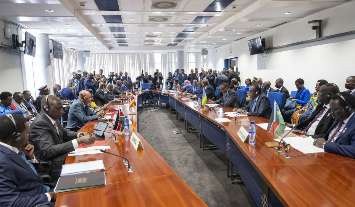 President Paul Kagame with other East African Community (EAC) Heads of State during a meeting in Addis Ababa on Friday, February 17. Photo by Village Urugwiro