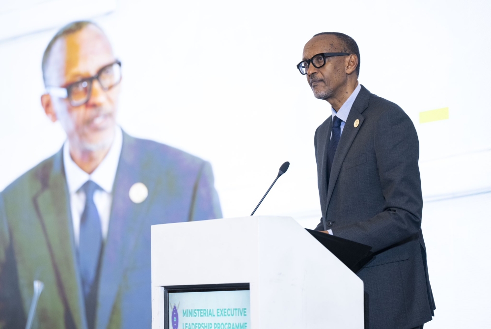 President Paul Kagame delivers remarks during  the launch of the Africa CDC Ministerial Executive Leadership Programme, on Saturday, February 18. Photo by Village Urugwiro
