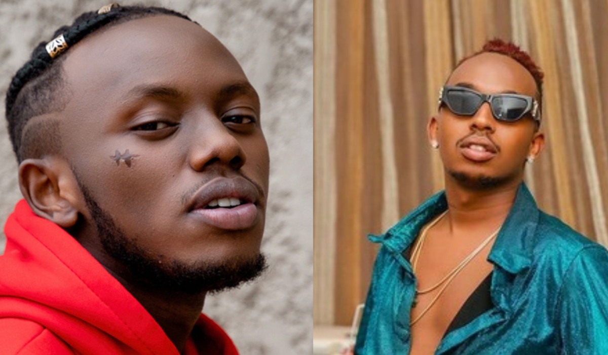 L-R: Chris Eazy and Kenny Sol. The two artistes are among eight who will grace the upcoming tour du Rwanda shows in the tournament that will kick off February 19 to 26. Courtesy photos