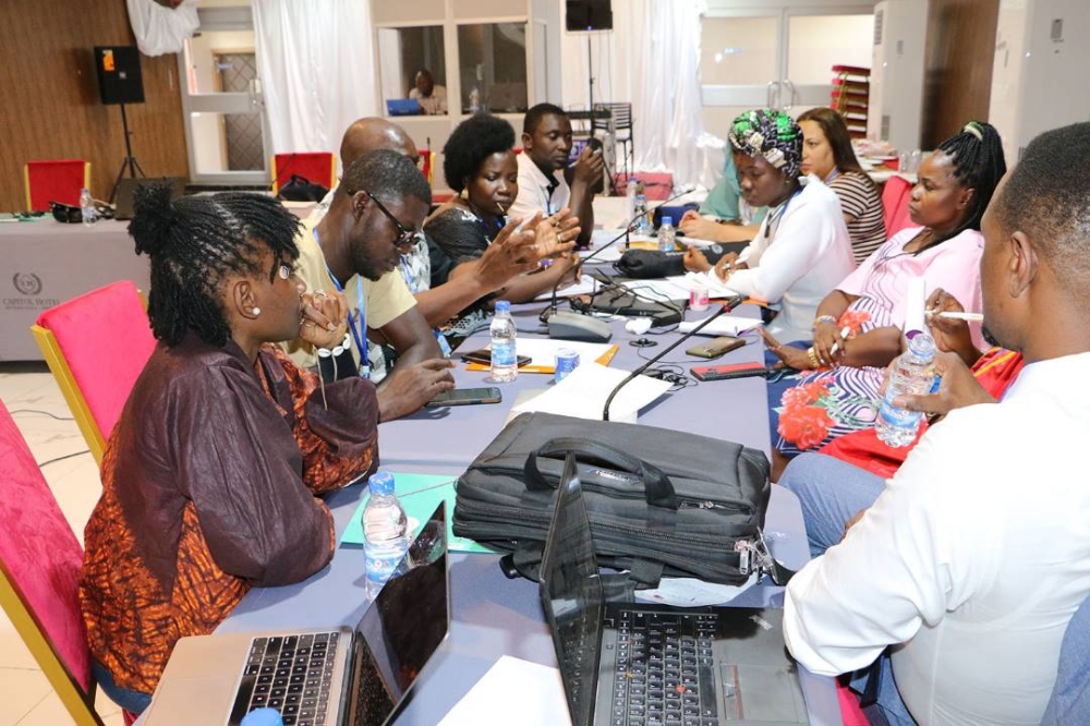 Some of the journalists that attended the training during a group discussion