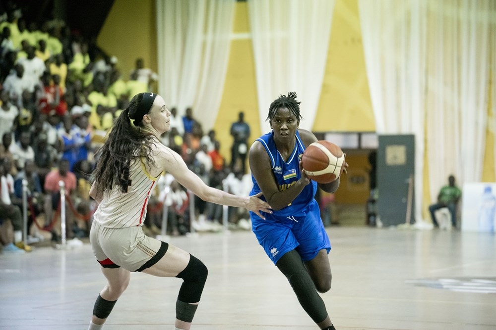 Assouma Uwizeye during the match on Saturday, February 18. Rwanda lost its final game 70-78 against Uganda, making it the fourth loss in a row, having been earlier defeated by Kenya, South Sudan and Egypt. Courtesy photos