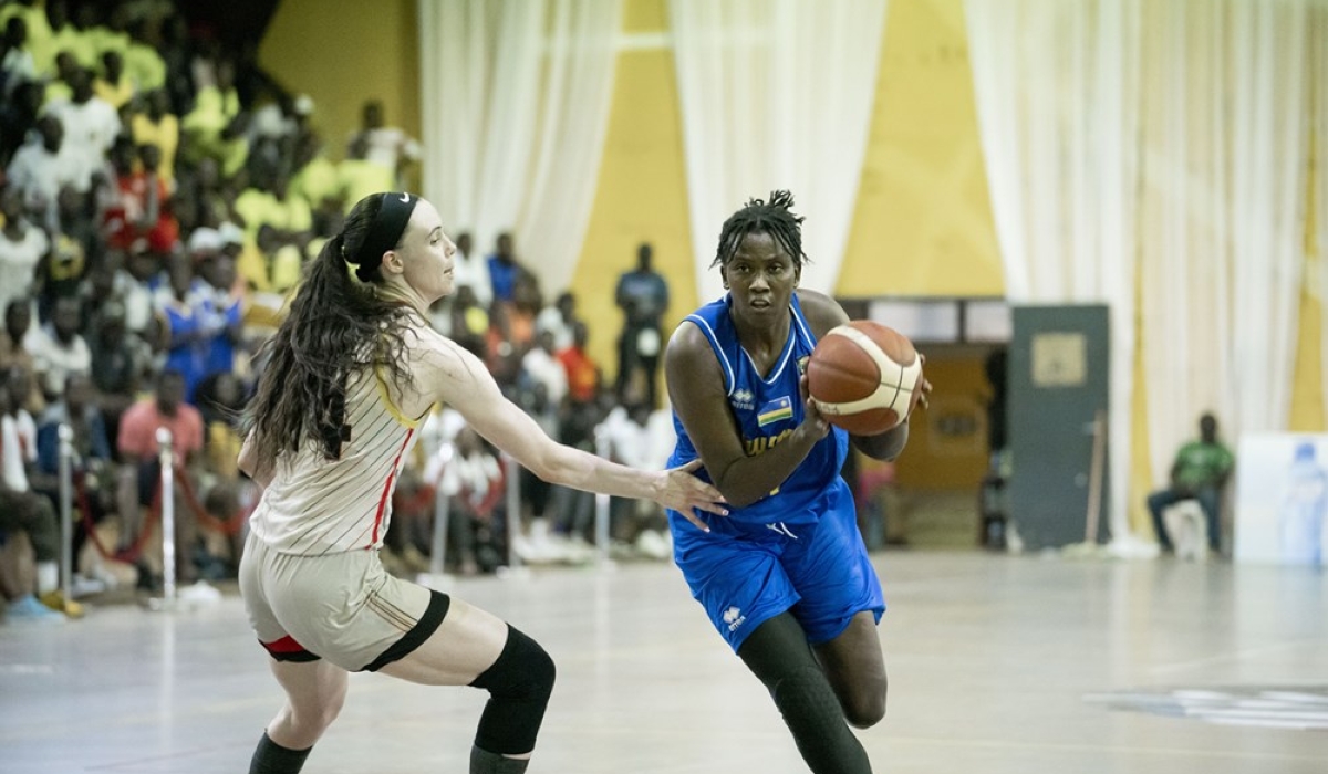 Assouma Uwizeye during the match on Saturday, February 18. Rwanda lost its final game 70-78 against Uganda, making it the fourth loss in a row, having been earlier defeated by Kenya, South Sudan and Egypt. Courtesy photos