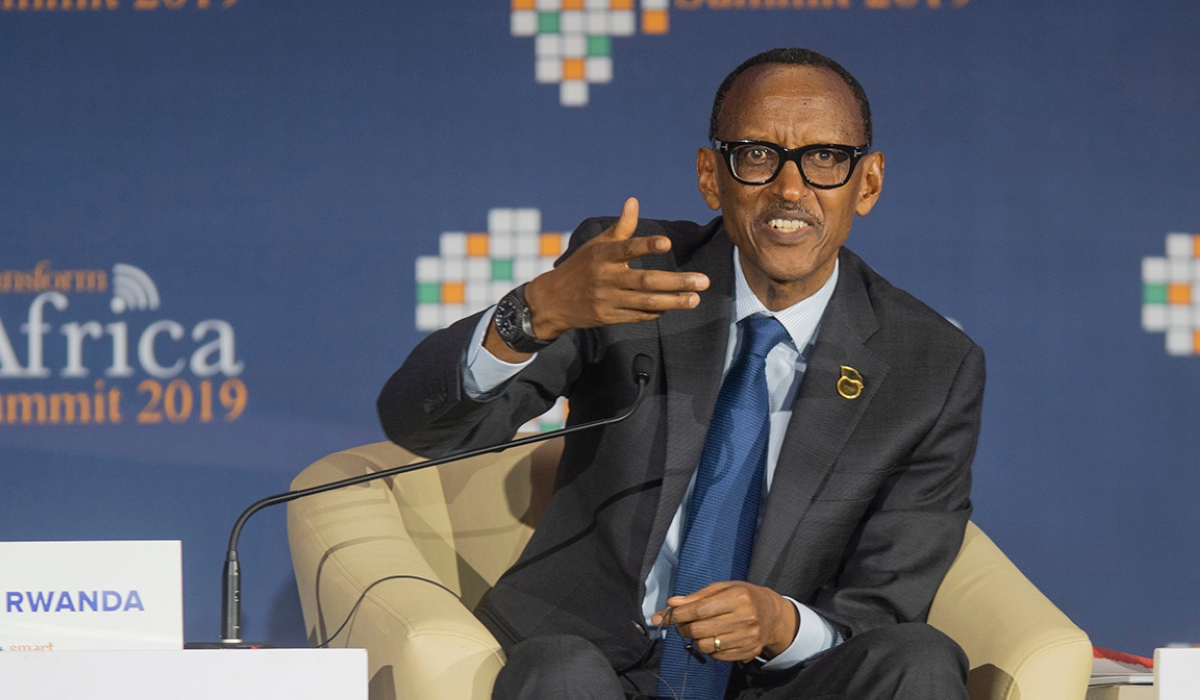 President Paul Kagame speaks during Transform Africa Summit in Kigali on May 15, 2019. Kagame will attend the 6th edition of Transform Africa Summit slated for April 26 to 28  in Zimbabwe. Village Urugwiro