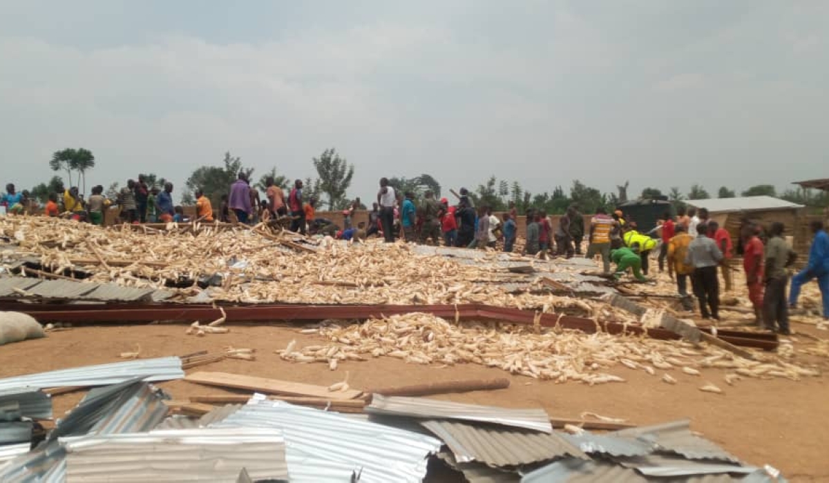 A view of  the collapse of a maize drying shelter was reported, on February 19, in Rukumberi sector, Ngoma District. Reports indicate that 20 people were injured. Courtesy