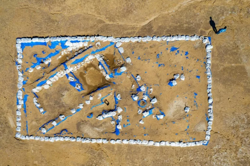 The newly excavated trench at the site of the ancient city-state of Lagash. ASAAD NIAZI/AFP