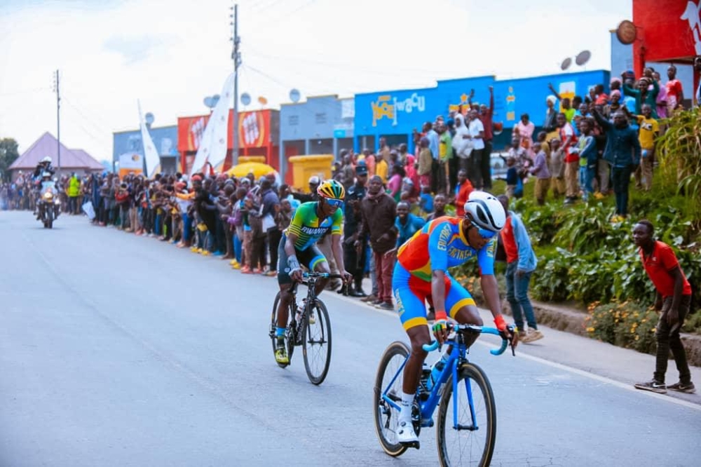 The Team Rwanda rider Eric Manizabayo in a breakway during stage. He is among ten riders who crashed out of the race due to various reasons. Courtesy