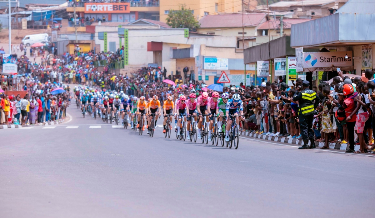 Tour du Rwanda riders at Nyabugogo during stage 2. Courtesy