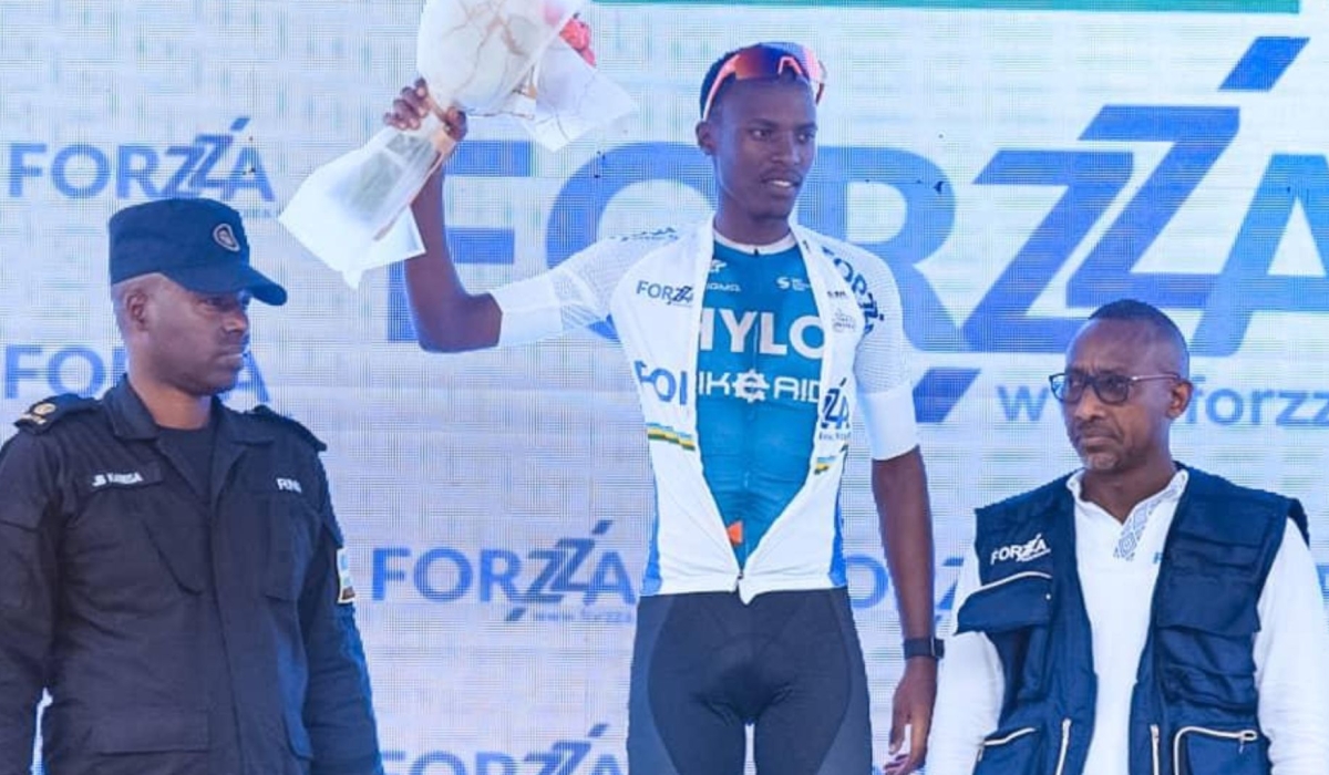 Rwandan cycling prodigy Eric Muhoza who rides for Bike Aid was awarded as the best Rwandan rider in the ongoing Tour du Rwanda. Courtesy