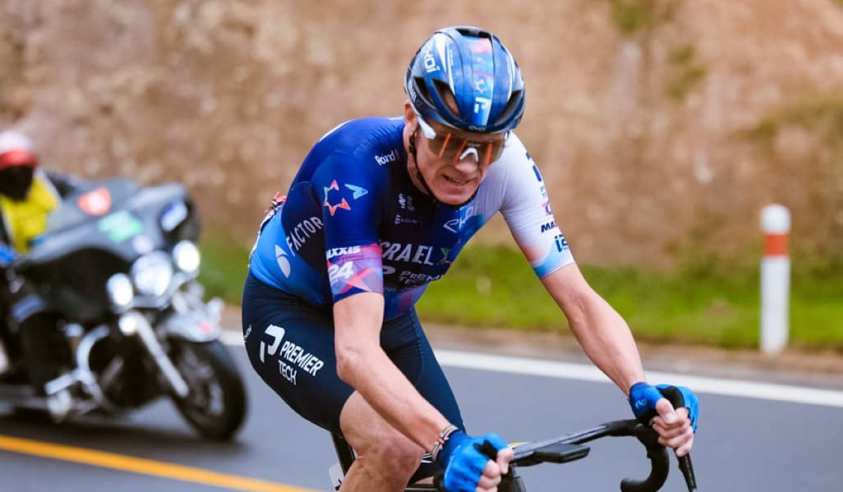 Chris Froome, the four times  Tour de France Champion climbs Rutsiro-based hill during Stage 5 of Tour du Rwanda on Thursday, February 23. Courtesy