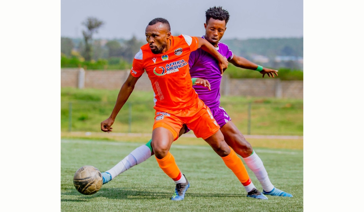 AS Kigali&#039;s Jacques Tuyisenge controls the ball against Sunrise&#039;s defender. City of Kigali sponsored team will face Etincelles FC on Friday, February 24, Umuganda Stadium