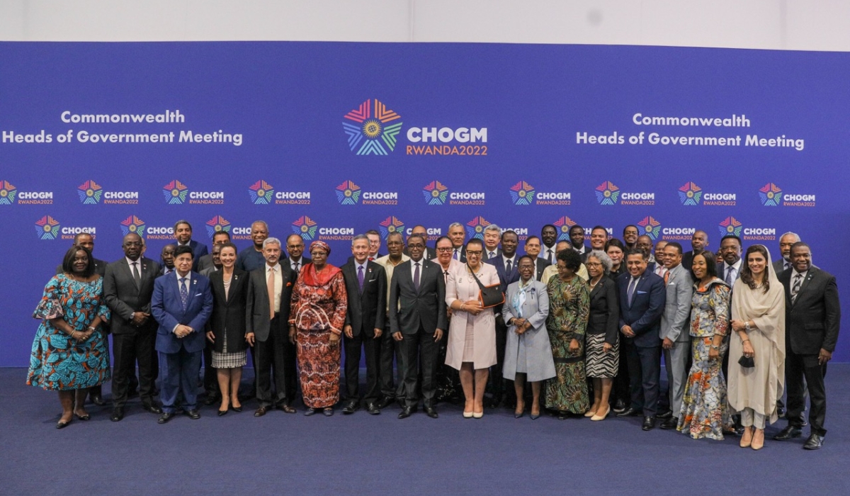 Delegates pose for a group photo at the June 2022 Commonwealth Heads of Government Meeting in Kigali. Photo by Craish Bahizi
