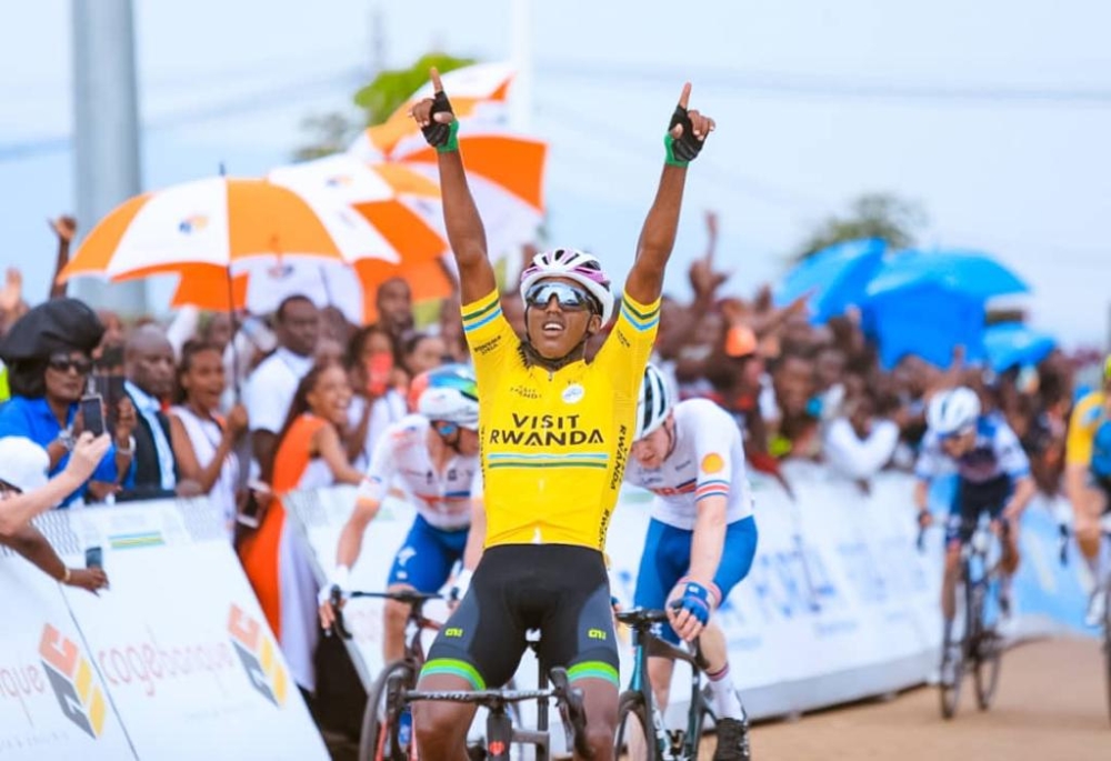 Henok Mulueberhane of Green Project-Bardiani made history on Sunday afternoon after claiming the final stage to Canal Olympia in Rebero to win Tour du Rwanda 2023. Courtesy