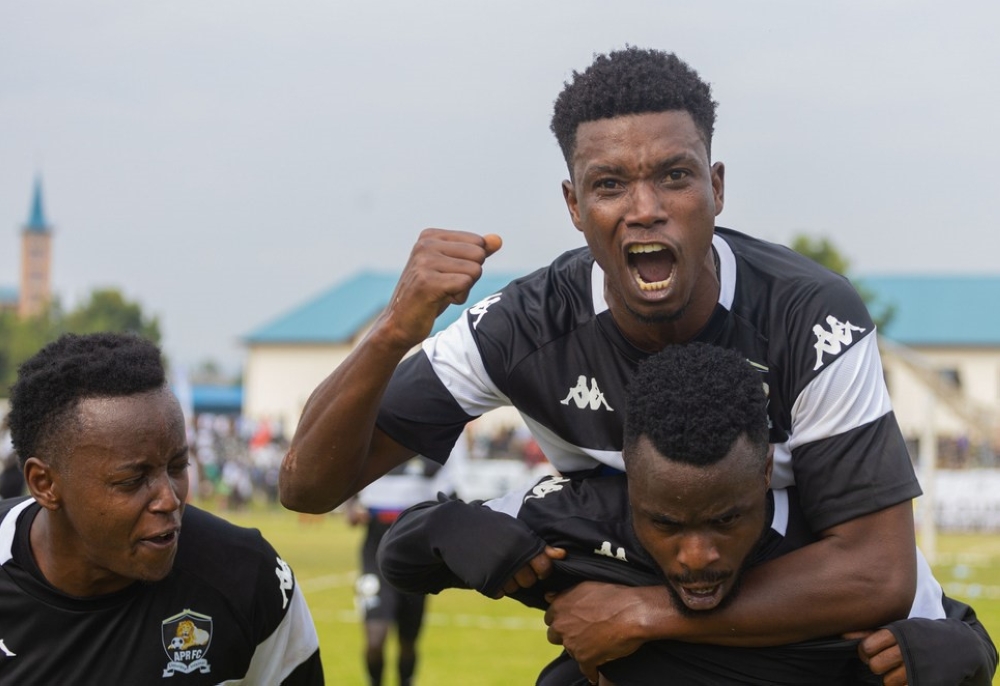 APR FC players celebrate a 3-0 victory over Musanze FC on February 26. Courtesy