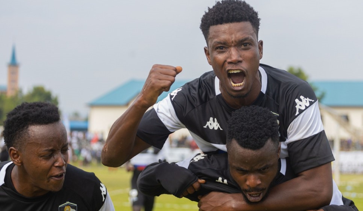 APR FC players celebrate a 3-0 victory over Musanze FC on February 26. Courtesy