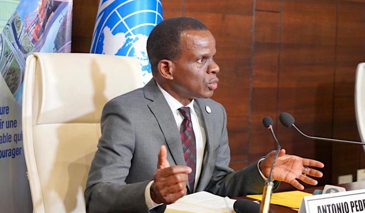 Economic Commission for Africa’s (ECA) Acting Executive Secretary, Antonio Pedro speaks during an Innovation Fair and Award ceremony at the 9th Africa Regional Forum on Sustainable Developmon March 1. 