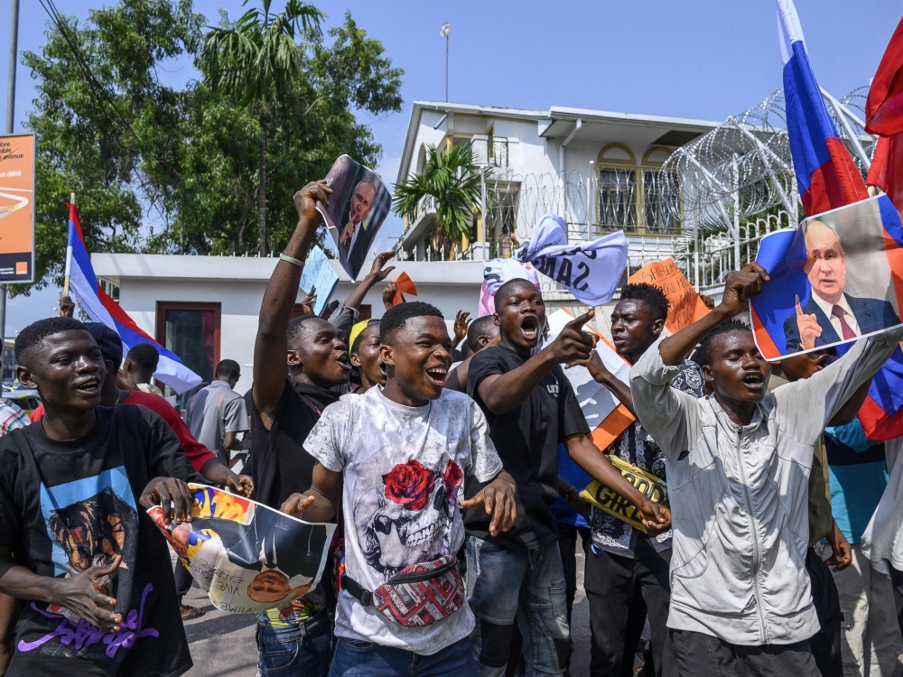 A section of Congolese youth staged protests against the visit of President of France, Emmanuel Macron on March 1. Internet