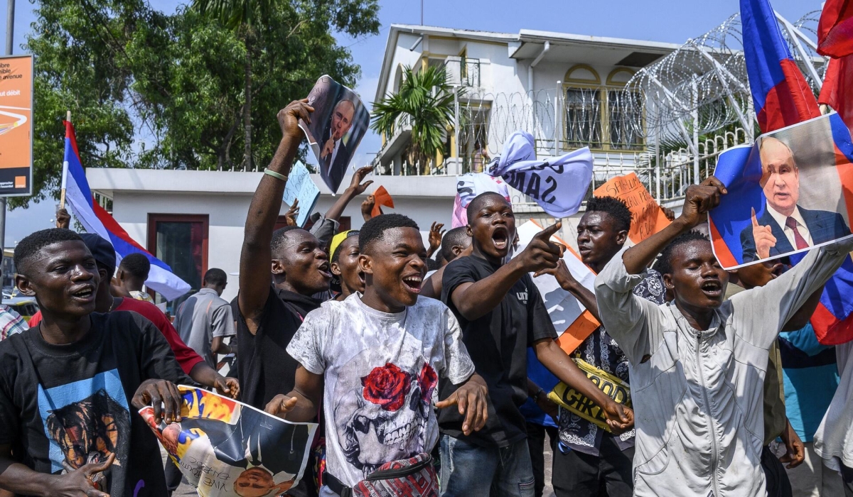 A section of Congolese youth staged protests against the visit of President of France, Emmanuel Macron on March 1. Internet