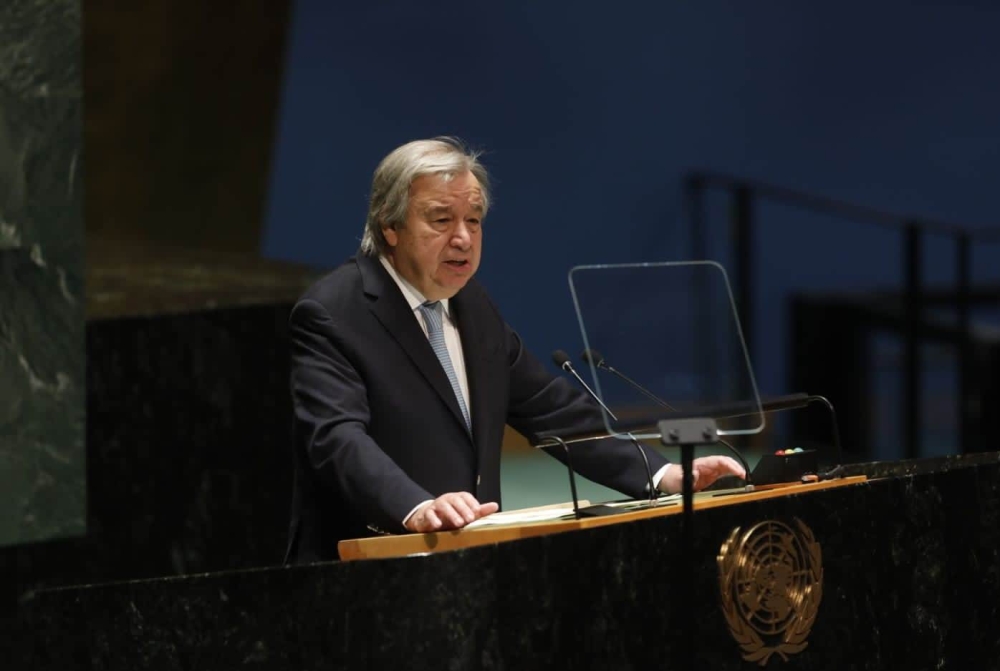 Guterres delivers his remarks while addressing the Commission on the Status of Women, in New York on Monday, March 6, ahead of International Women&#039;s Day on March 8.