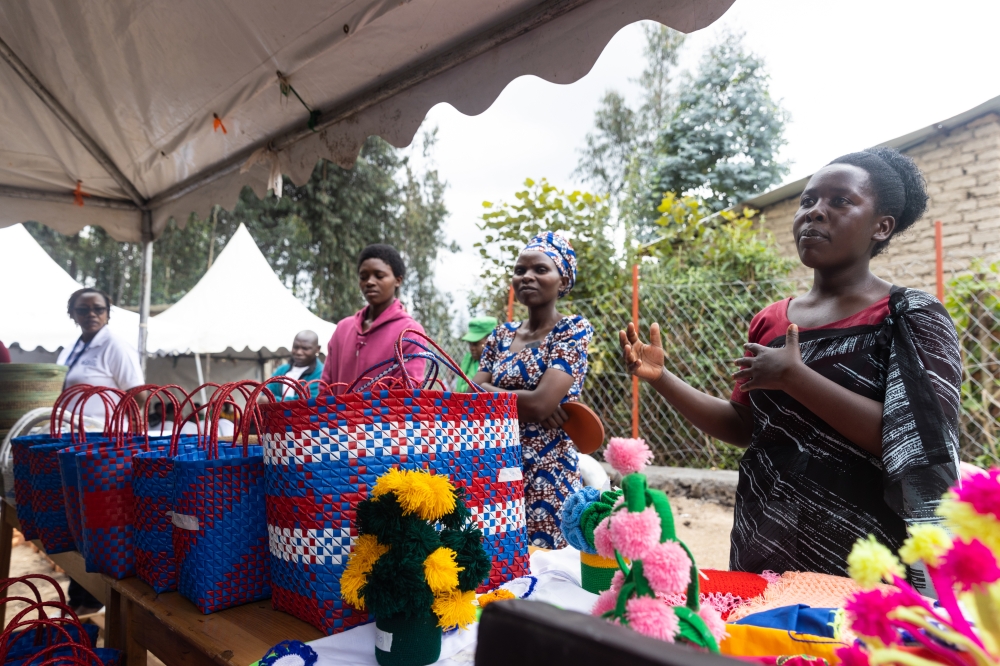 Women participants of the Savings and Internal Lending Communities (SILC) groups supported by the Gikuriro Kuri Bose program in Nyabihu, Exhibiting their initiated income generating activity. Courtesy