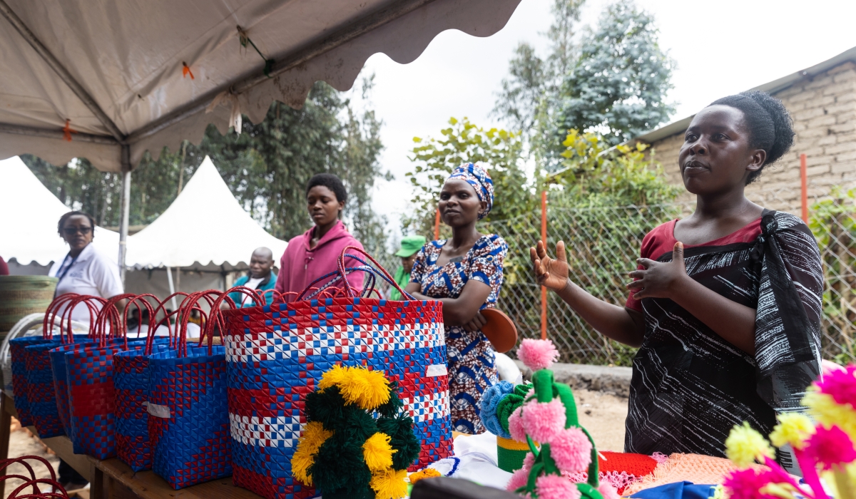 Women participants of the Savings and Internal Lending Communities (SILC) groups supported by the Gikuriro Kuri Bose program in Nyabihu, Exhibiting their initiated income generating activity. Courtesy