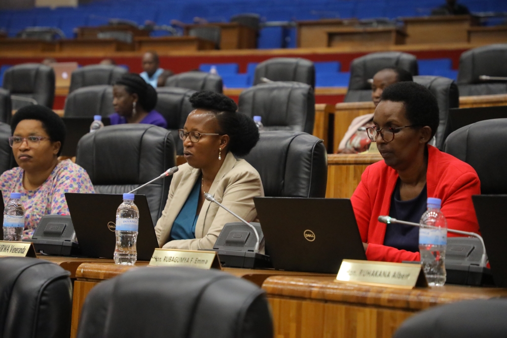 Members of Parliament during a plernary session. Rwanda is the first country in the world with a female majority in Parliament, with 61.3% in the Chamber of Deputies 