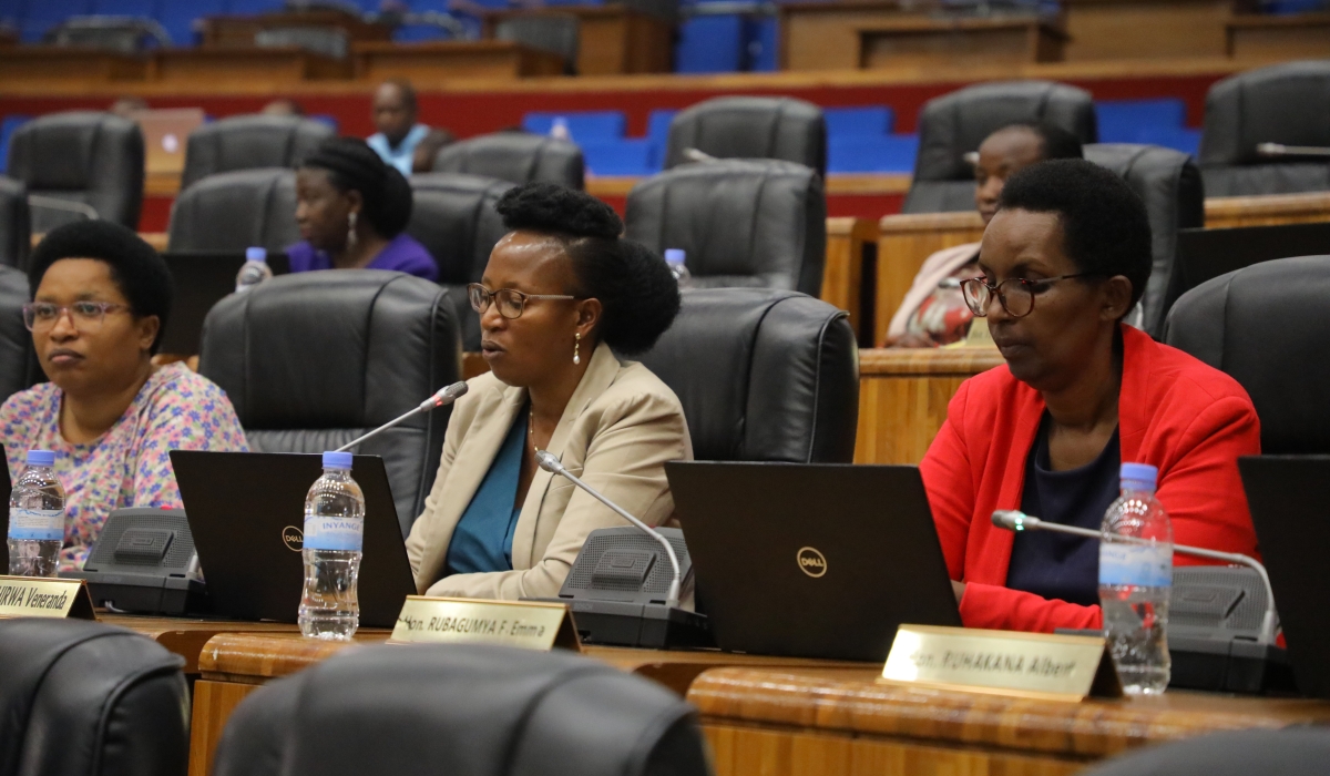 Members of Parliament during a plernary session. Rwanda is the first country in the world with a female majority in Parliament, with 61.3% in the Chamber of Deputies 