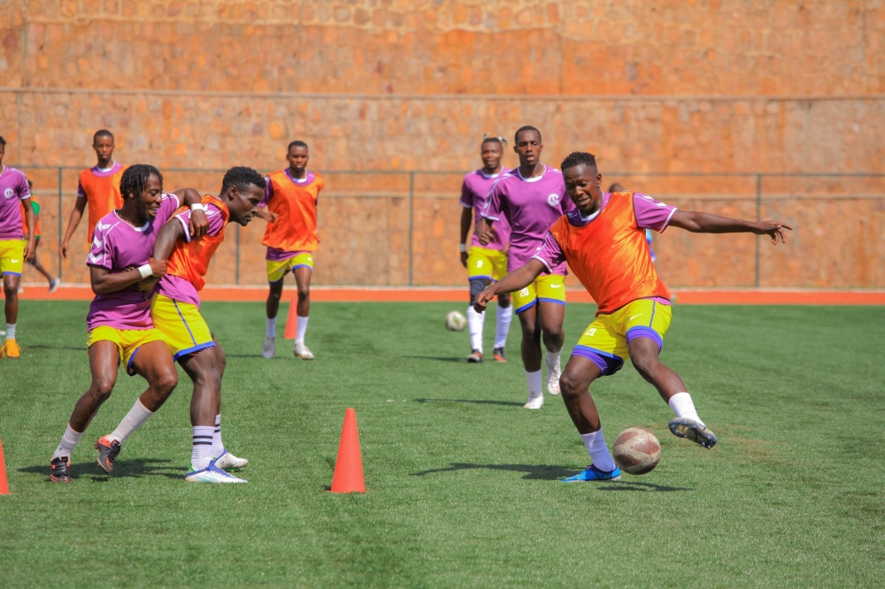 Sunrise FC players during a training session on March 4. The Club has brought back the head coach Innocent Seninga who had been suspended for one month. Courtesy
