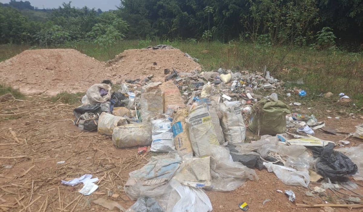 Some waste that were dumped into former RWANDEX wetland in Kigali City. The City of Kigali has warned against polluters who are dumping waste into wetlands, rivers and drainages.
