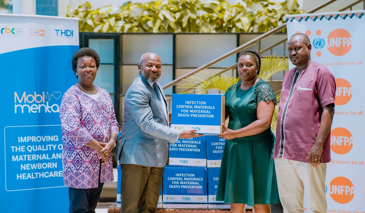 The handover of the IPC materials was officiated by the Karongi Vice Mayor in Charge of Social Affairs, Valentine Mukase and the UNFPA Country Representative, Kwabena Asante-Ntiamoah. (2)