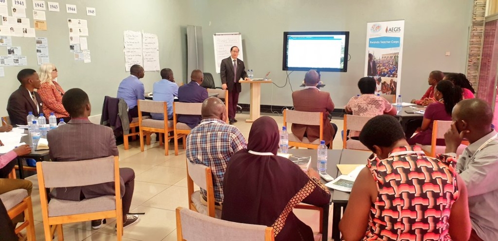 Ron Adam, the Ambassador of Israel to Rwanda delivers a lecture to teachers during a training session at Kigali Genocide Memorial on March 6. Courtesy