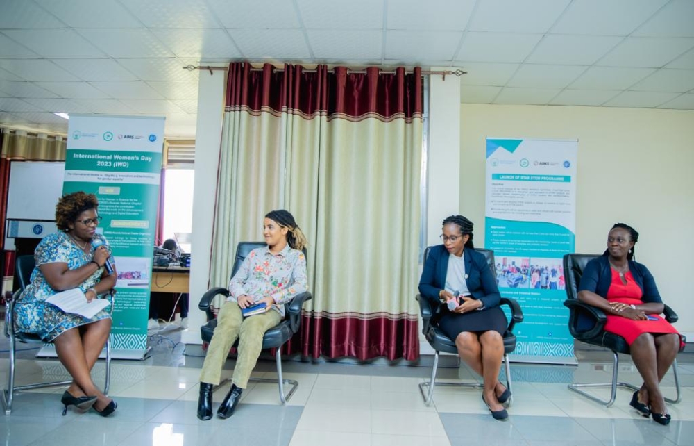 Speakers in a panel discussion on the importance of digital spaces for the economy and addressing online and ICT-facilitated gender-based violence on March 11 at UR-CST. Courtesy photos