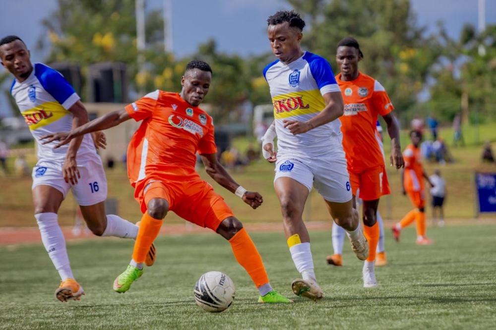 AS Kigali&#039;s Rukundo tries to control the ball during  a 1-1 draw against Rayon Sports during Sunday’s league clash at Bugesera Stadium. Courtesy