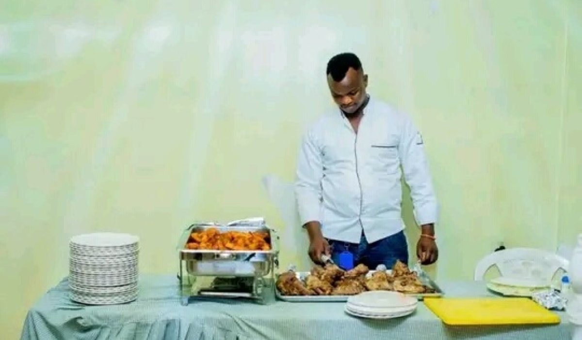 Niyonshuti sets a table for catering. Courtesy photos