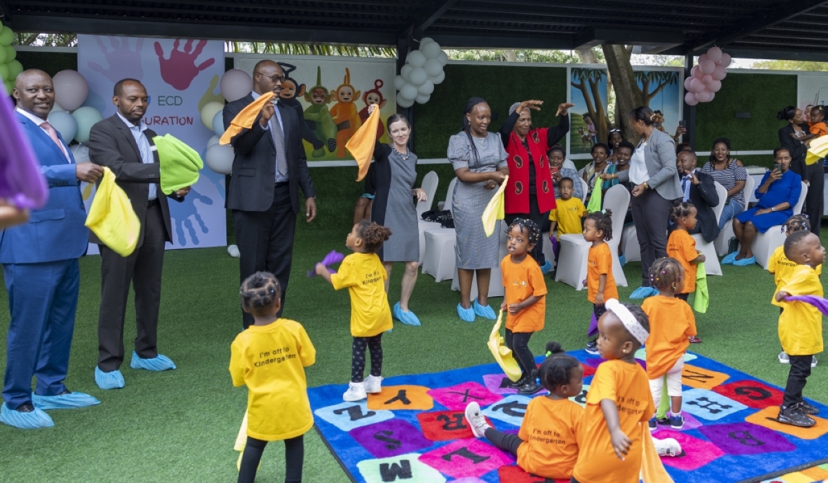 Parents play with their children during the official inauguration of  EZA-Urugwiro ECD Centre on Thursday, September 1, 2022. Courtesy