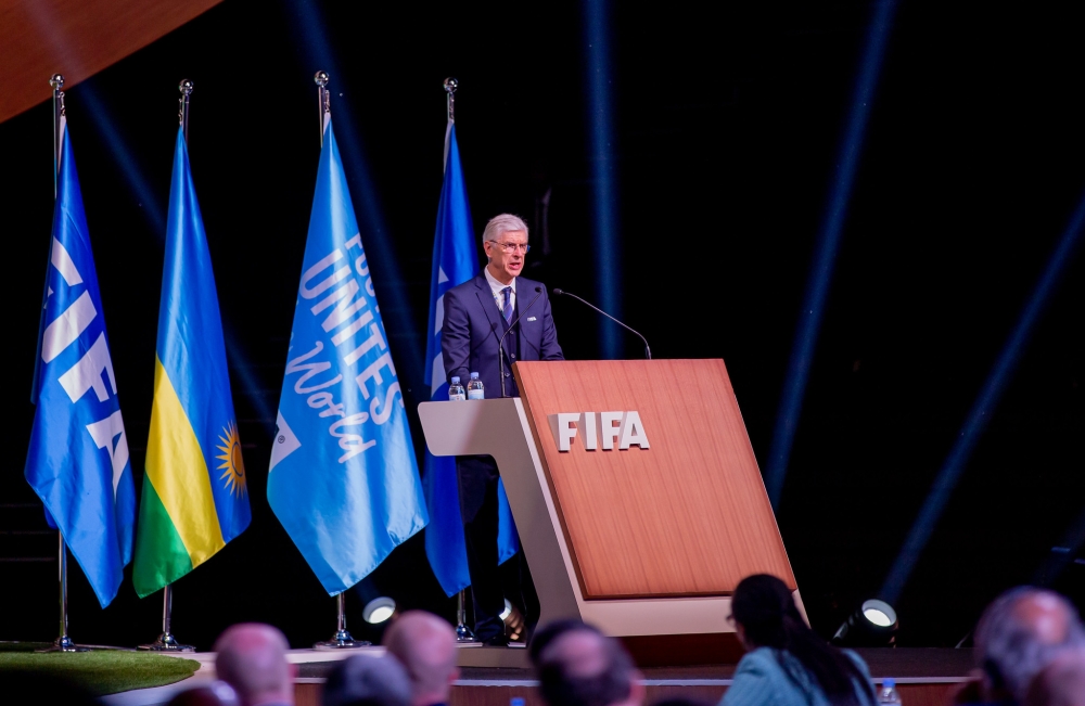 Prof Arsène Wenger, FIFA&#039;s chief of global football development addresses FIFA Congress in Kigali on March 16. Photo by Moise Niyonzima