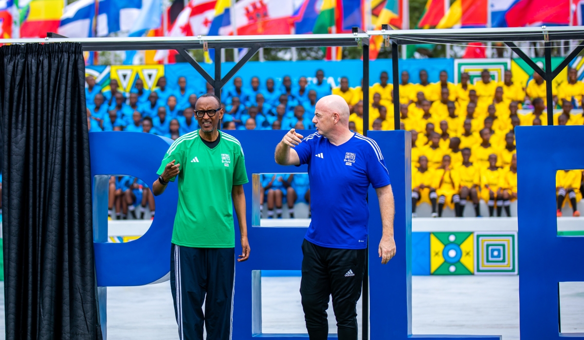 President Paul Kagame and FIFA president Gianni Infantino inaugurate the newly revamped Kigali Pele Stadium on Wednesday, March 15. Olivier Mugwiza