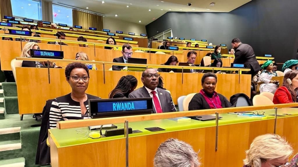 Rwandan delegation attending the 67th session of the Commission on the Status of Women (CSW) in New York.