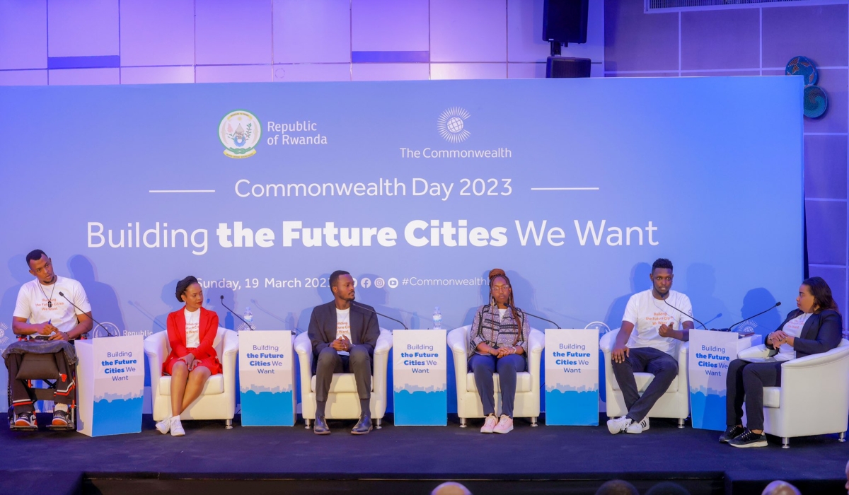 A panel discussion as over  300 youth from Commonwealth countries  attended the closing event of Commonwealth week on March 19, at Kigali City Hall. Courtesy