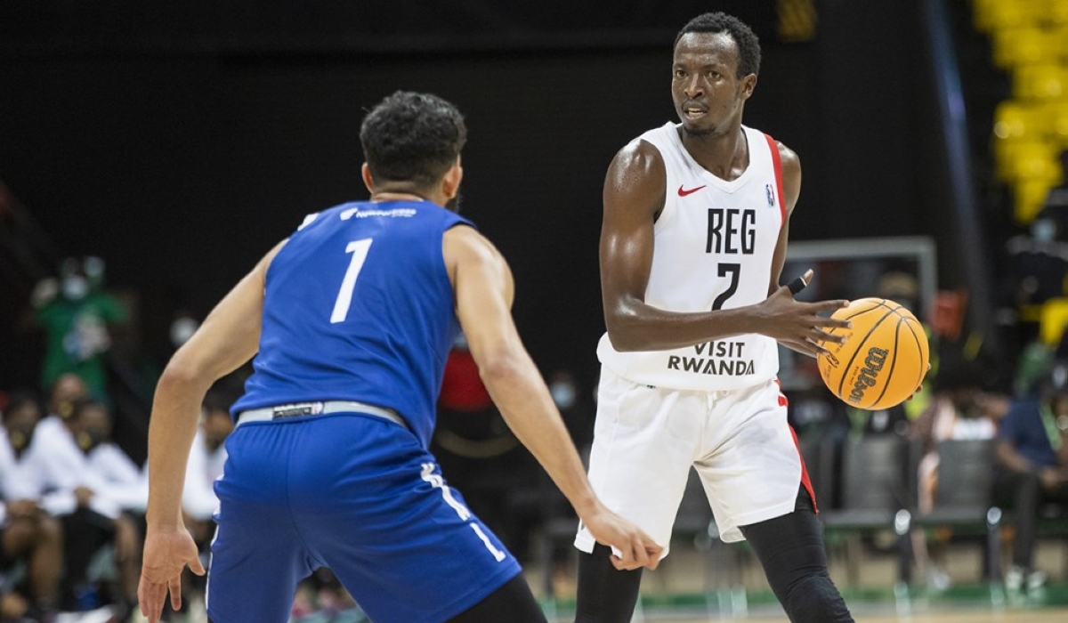 REG star Dieudonne Ndizeye is seen here in action against Tunisia&#039;s US Monastir during the Sahara Conference of the 2022 Basketball Africa League (BAL) season in Dakar. Photo by FIBA