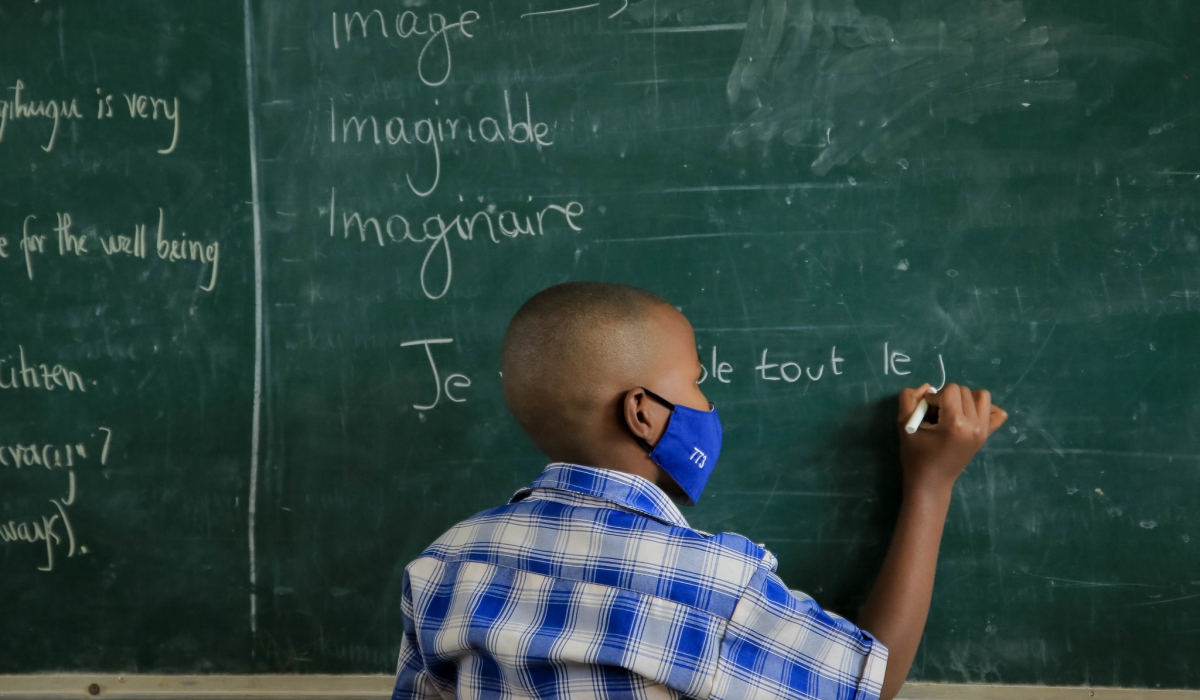 A pupil at Groupe Scolaire Remera Catholique in Kigali during a French lesson on February 23, 2021. File